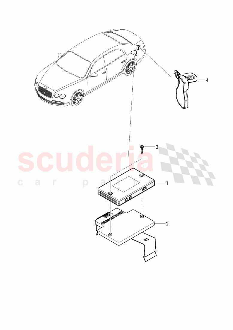 Wireless internet router, USB socket with cover, D - MJ 2016>> of Bentley Bentley Continental Flying Spur (2013+)