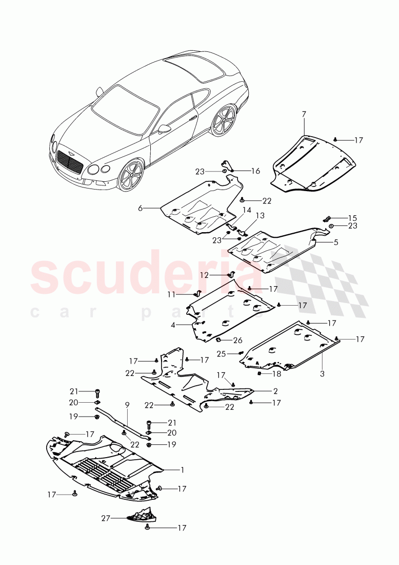 underbody lining, D - 20.06.2011>> of Bentley Bentley Continental GT (2011-2018)