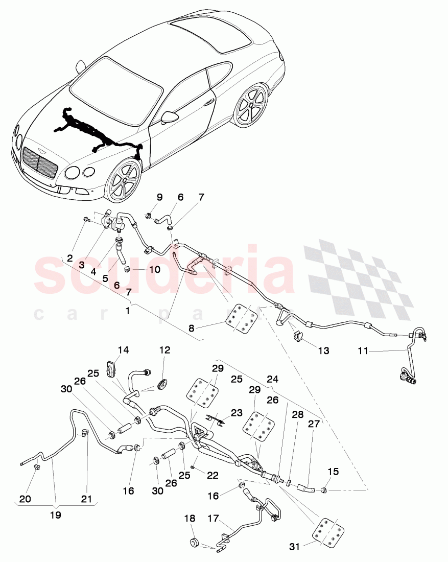 vacuum hoses for brake servo, vacuum hoses with connecting parts, D >> - MJ 2014 of Bentley Bentley Continental GTC (2011+)