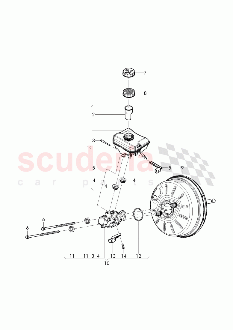 tandem master cylinder, reservoir with attachment, parts of Bentley Bentley Bentayga (2015+)