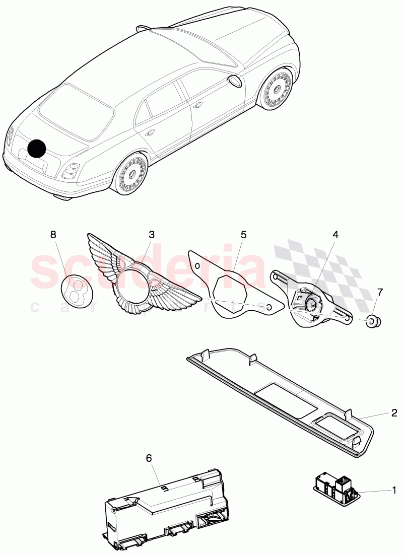 Switch for rear lid release, emblem of Bentley Bentley Mulsanne (2010+)