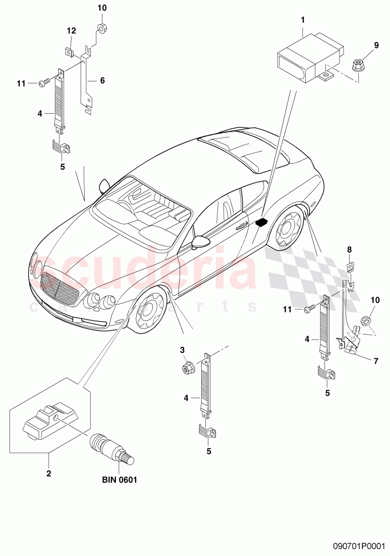 Tire pressure control system, D >> - MJ 2005 of Bentley Bentley Continental GT (2003-2010)