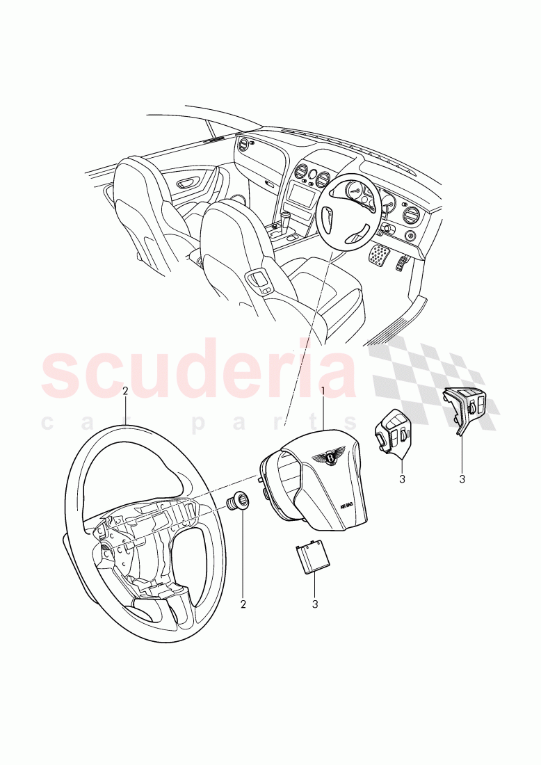 airbag unit, steering wheel of Bentley Bentley Continental GT (2011-2018)