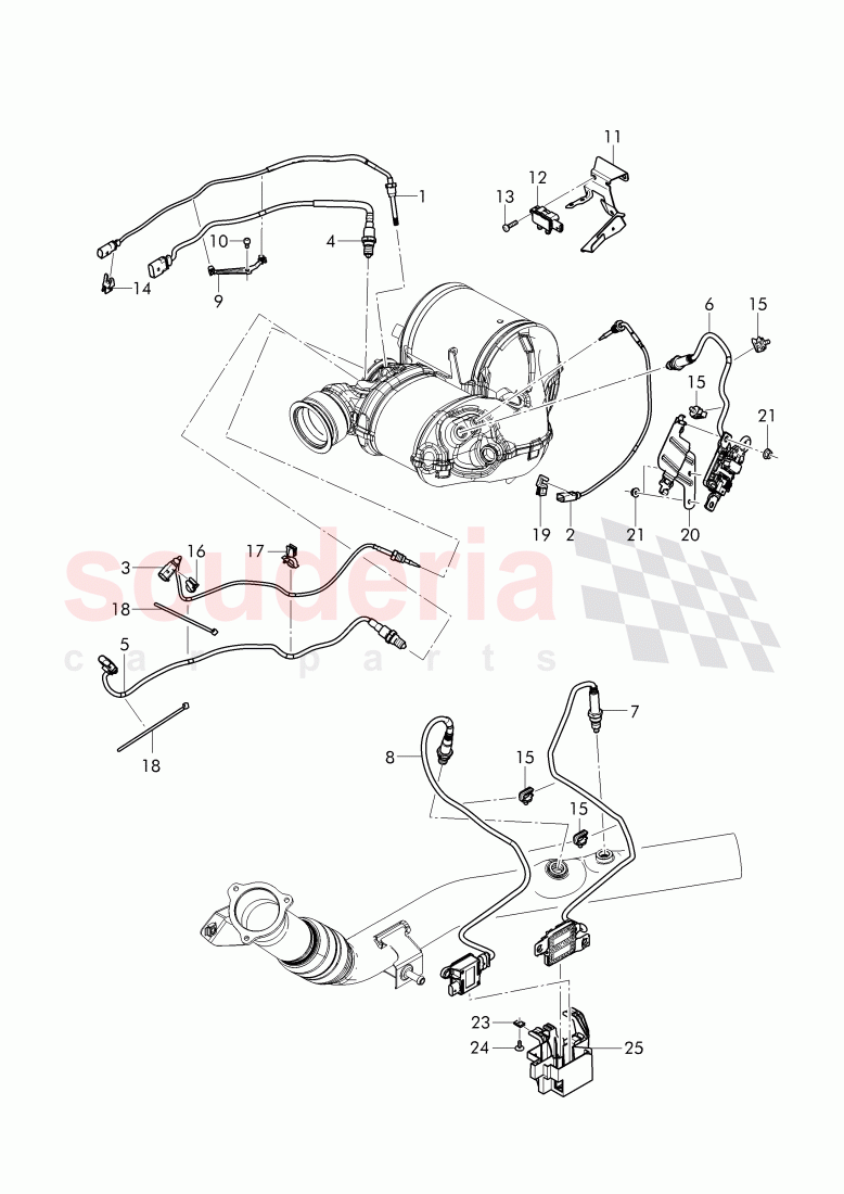 oxygen sensor, emissions temperature sensor, differential pressure sensor, NOx-Sensor, Particle sensor of Bentley Bentley Bentayga (2015+)