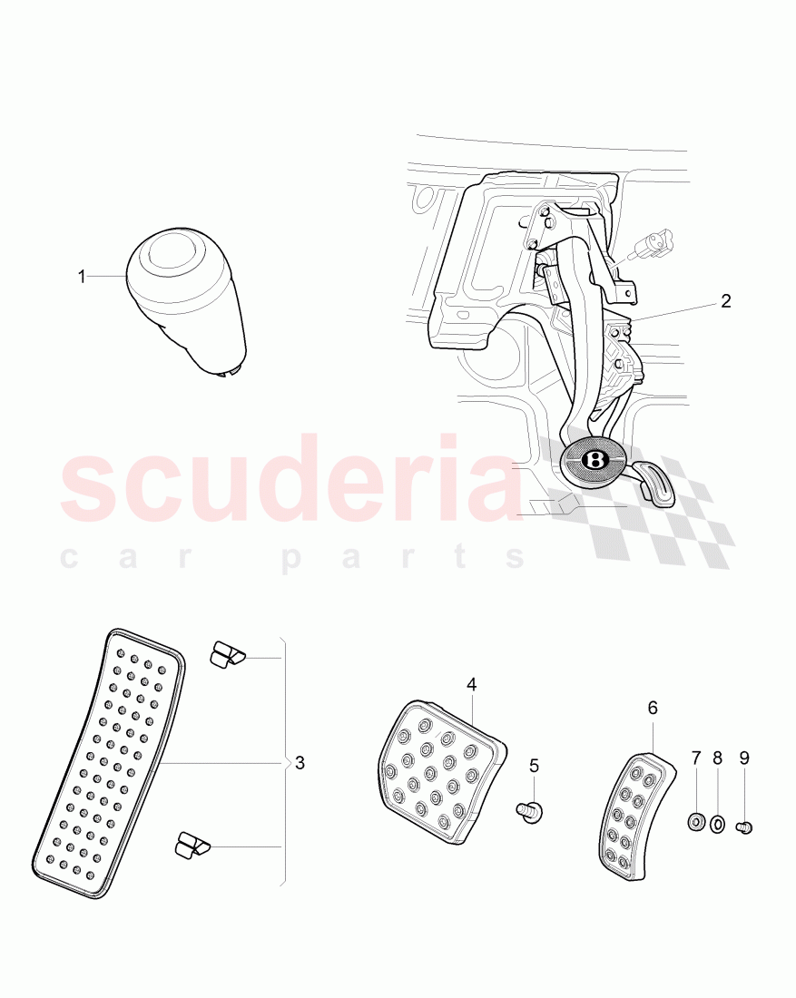 Original Accessories, gearshift knob, Pedals of Bentley Bentley Continental Supersports (2009-2011)