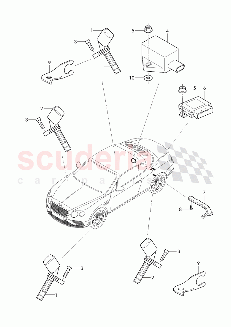 speed sensor with securing parts, control unit for electronic, stability programme -esp- of Bentley Bentley Continental Supersports Convertible (2017+)