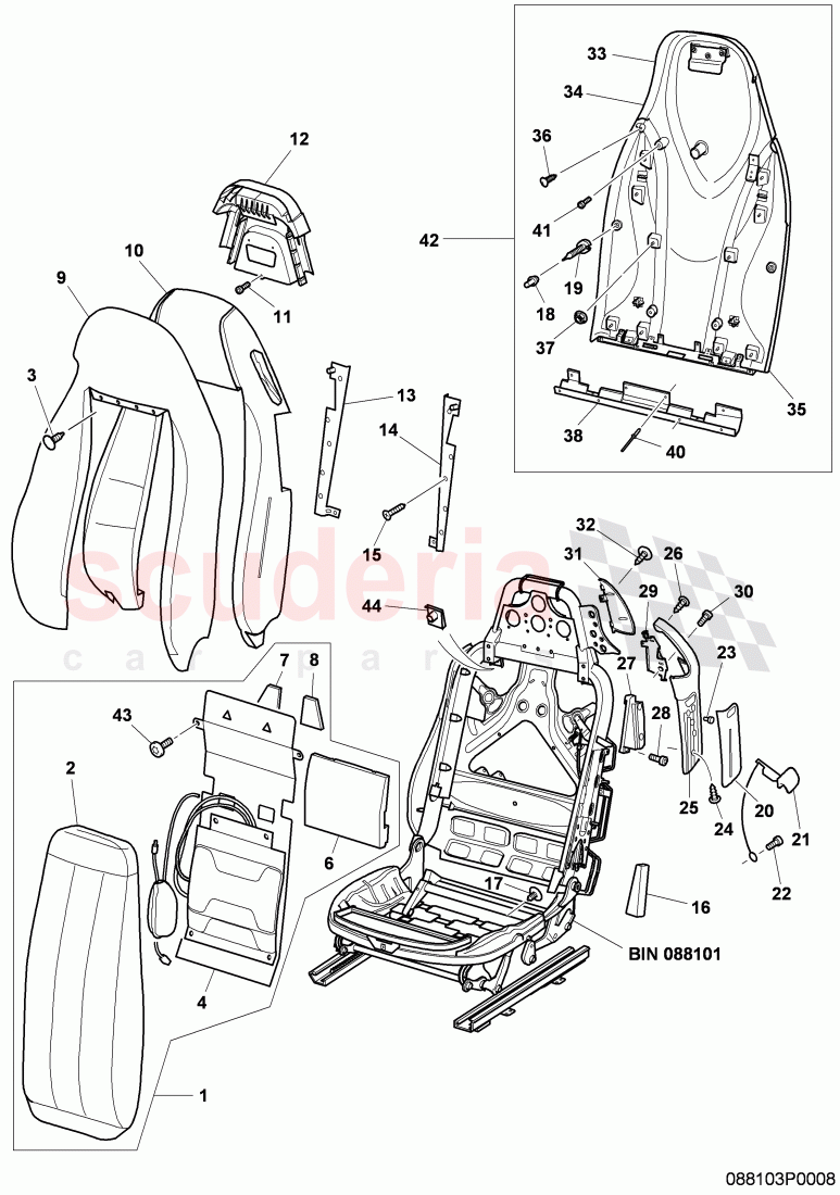 Seat Squab and Headrest, F 3W-A-064 382>>, F ZA-A-064 382>> of Bentley Bentley Continental GTC (2006-2010)