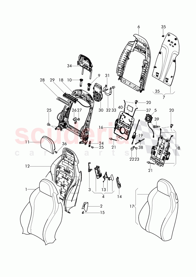 seat, backrest cushion with cover, headrest, D - MJ 2015>> - MJ 2015 of Bentley Bentley Continental GTC (2011+)