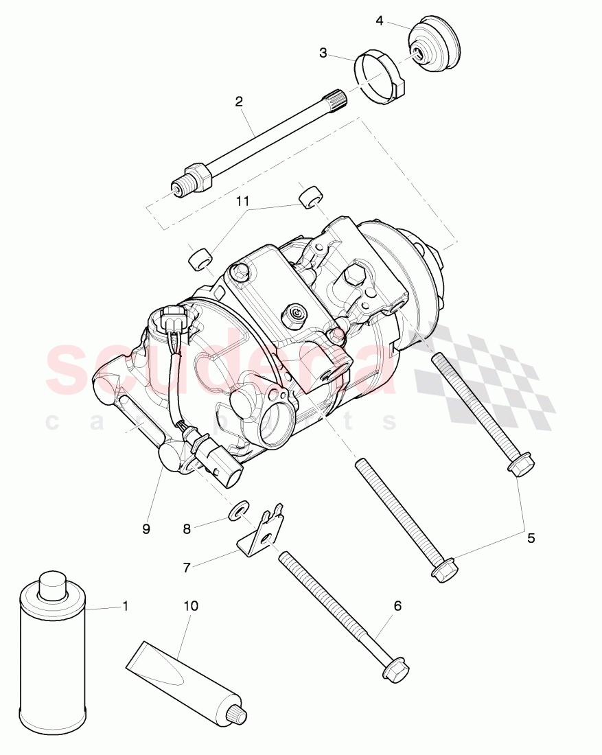 air conditioner compressor, mounting parts for refrigerant compressor, D - MJ 2017>> of Bentley Bentley Continental GTC (2011+)