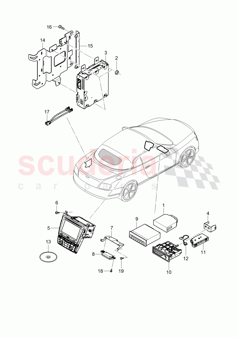 Central Display, Navigation and TV, F >> 3W-D-082 508, F >> ZA-D-082 508 of Bentley Bentley Continental GTC (2011+)