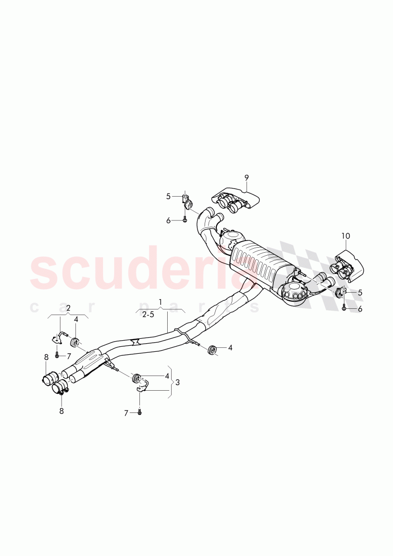 intermediate pipe with muffler, Exhaust pipe tips of Bentley Bentley Bentayga (2015+)