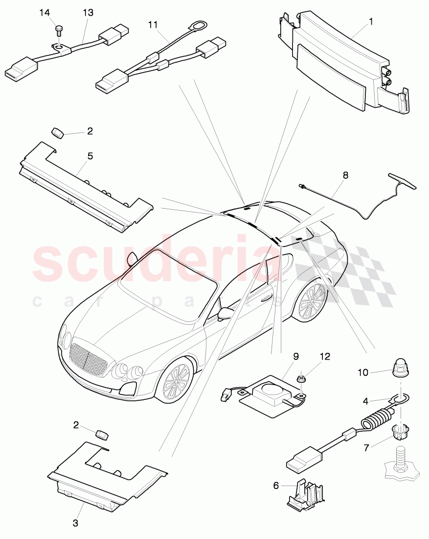 Aerial module, Infotainment system, D - MJ 2012>> of Bentley Bentley Continental Supersports (2009-2011)