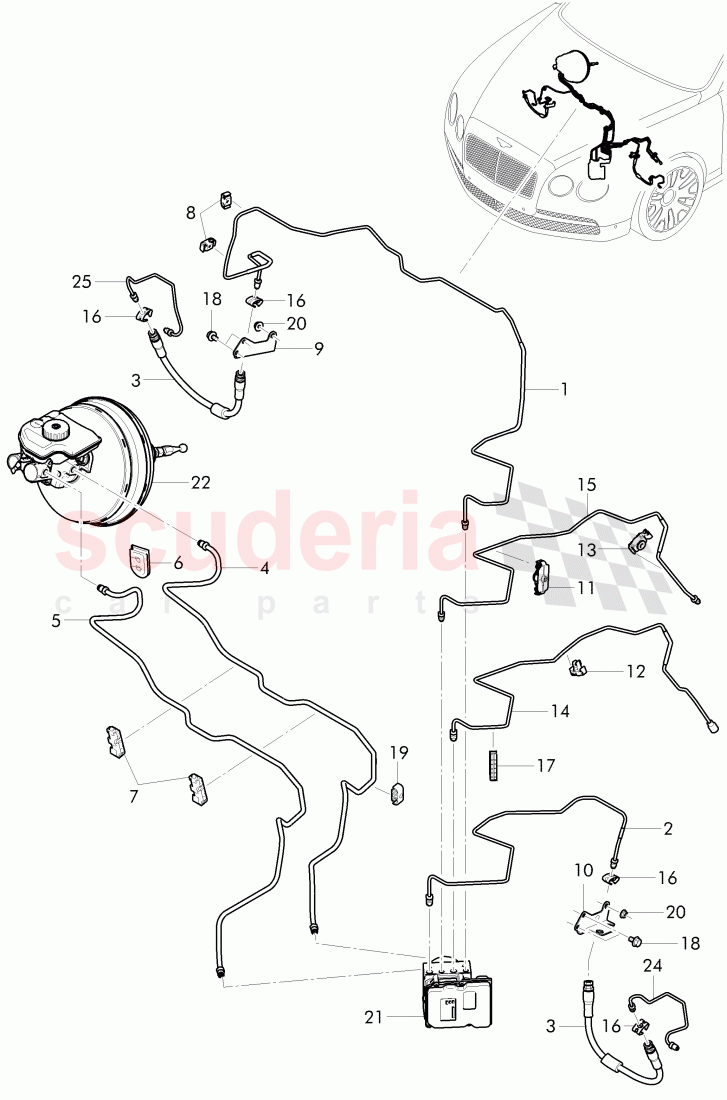 brake line, brake hose of Bentley Bentley Continental Flying Spur (2013+)