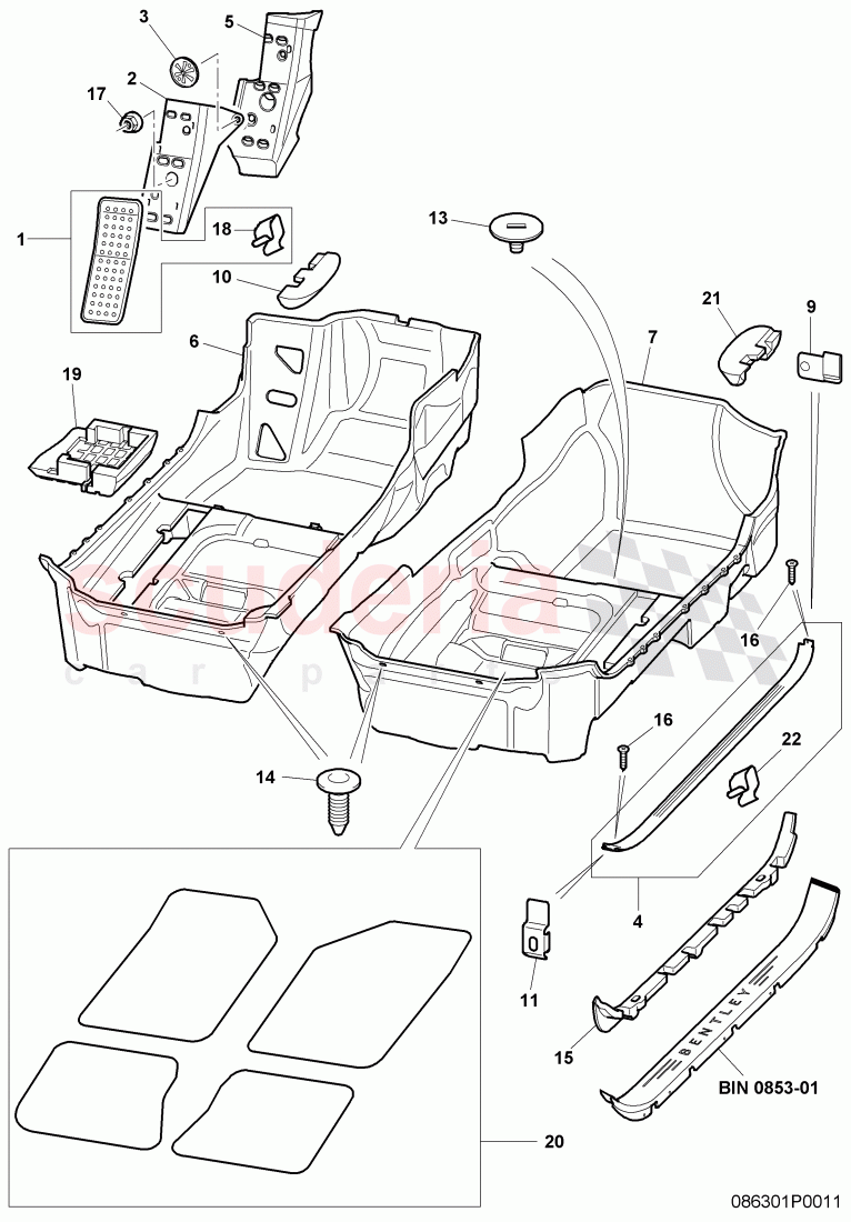 floor covering, D - MJ 2009>> of Bentley Bentley Continental GT (2003-2010)