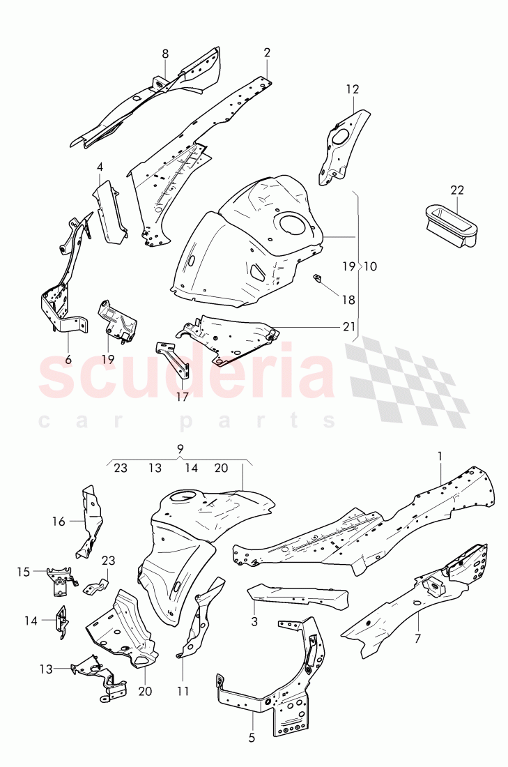 body shell, Front end, repair plate -, wheel housing, front, upper of Bentley Bentley Continental Supersports Convertible (2017+)