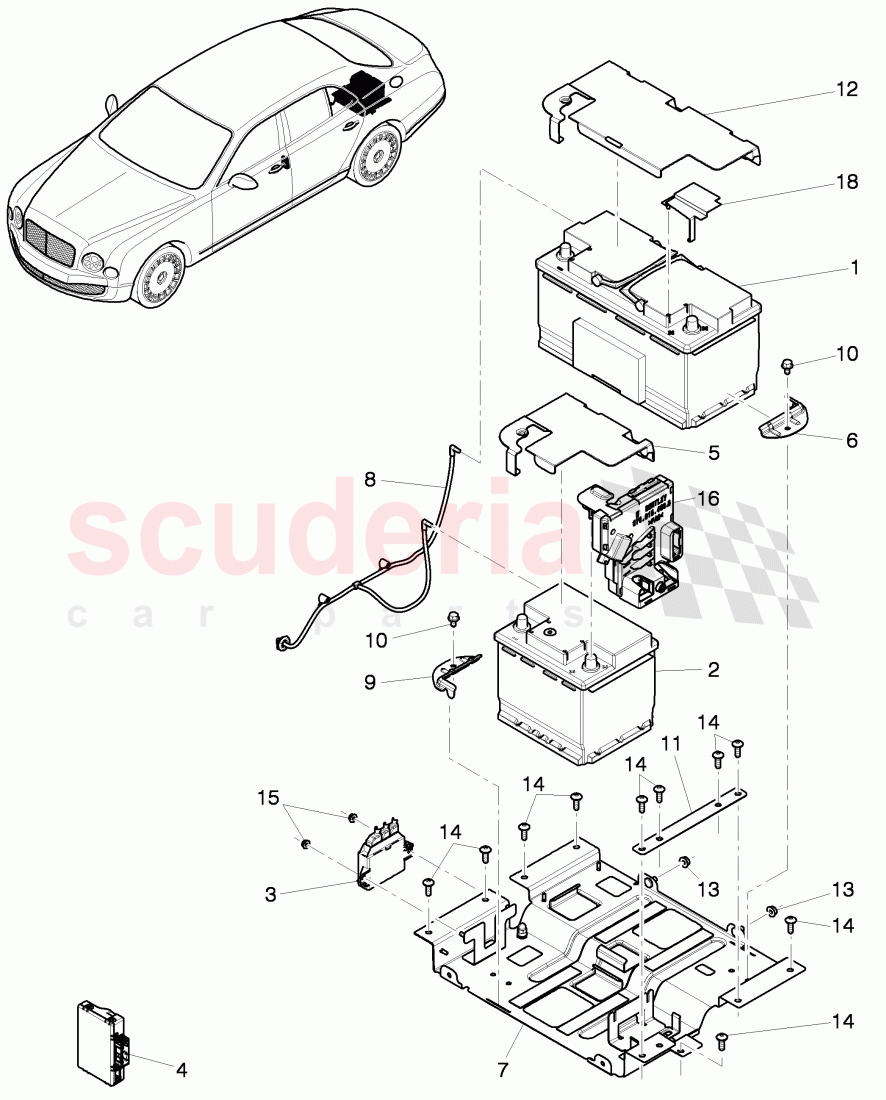 battery, electrical parts, F >> 3Y-D-018 477, F >> ZH-D-018 477 of Bentley Bentley Mulsanne (2010+)