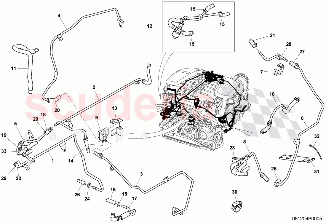 vacuum system, (For turbocharger), F 3W-7-041 018>> 3W-8-052 845 of Bentley Bentley Continental Flying Spur (2006-2012)