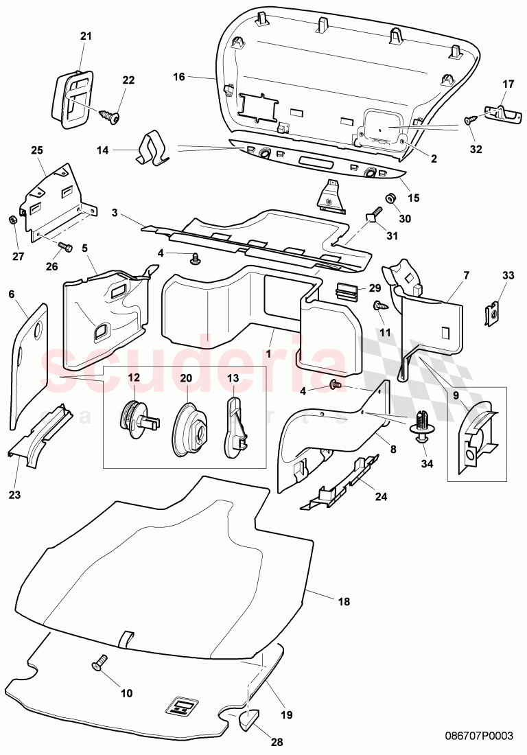 trunk linings, D >> - MJ 2008 of Bentley Bentley Continental GTC (2006-2010)