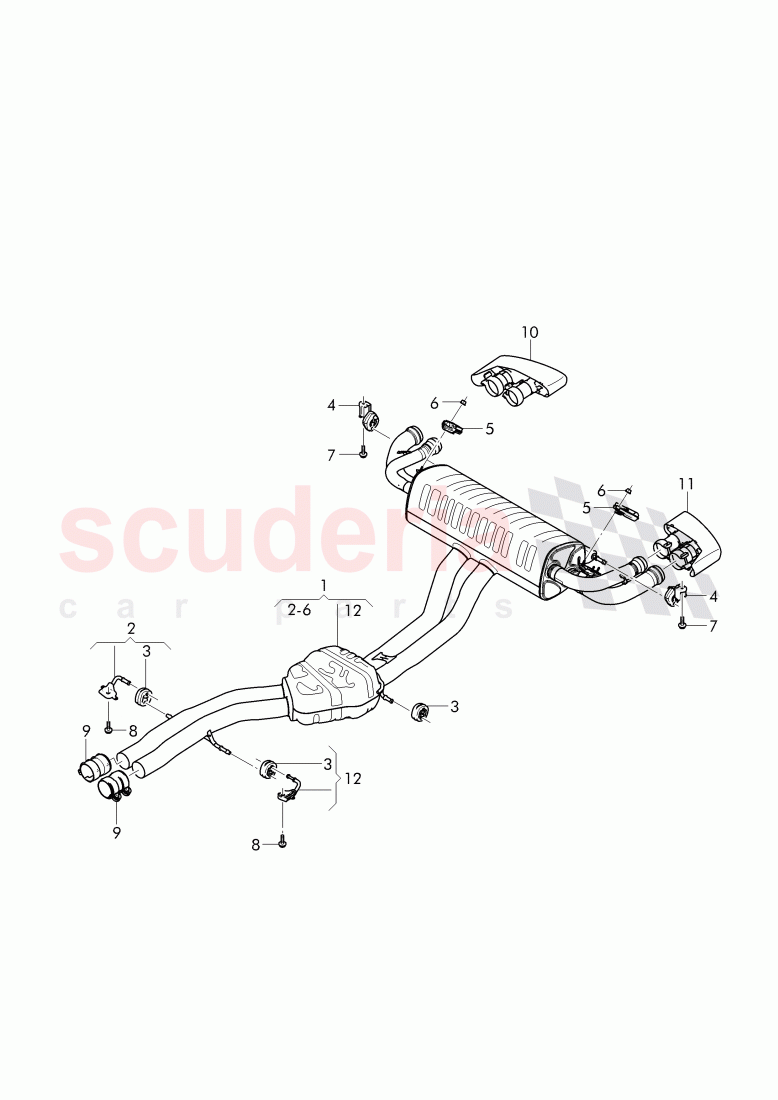 Exhaust muffler with exhaust flap, Exhaust pipe tips of Bentley Bentley Bentayga (2015+)