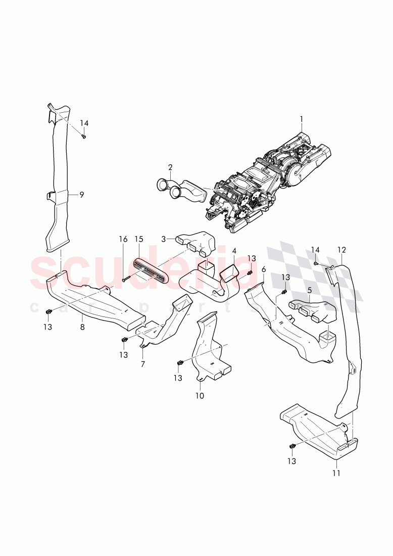 air duct for rear footwell heating of Bentley Bentley Bentayga (2015+)