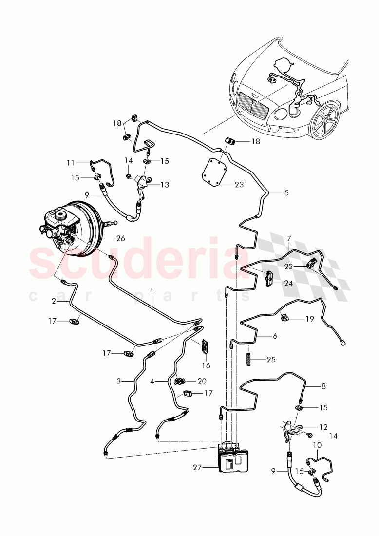 brake line, brake hose of Bentley Bentley Continental GT (2011-2018)