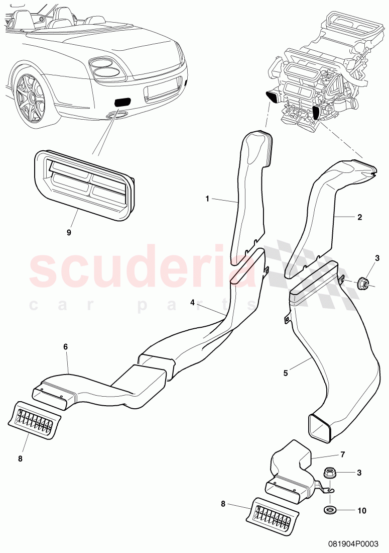 fresh air duct of Bentley Bentley Continental GTC (2006-2010)