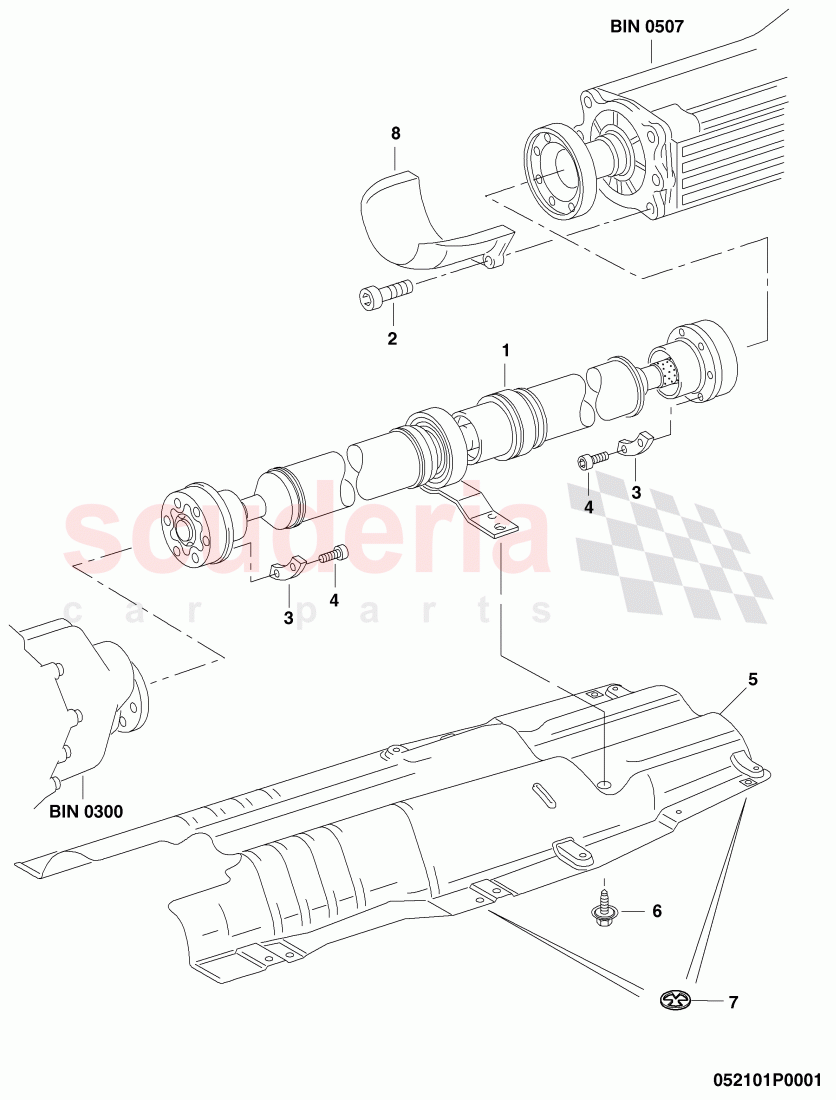 propeller shaft 2-piece with intermediate bearing of Bentley Bentley Continental Flying Spur (2006-2012)