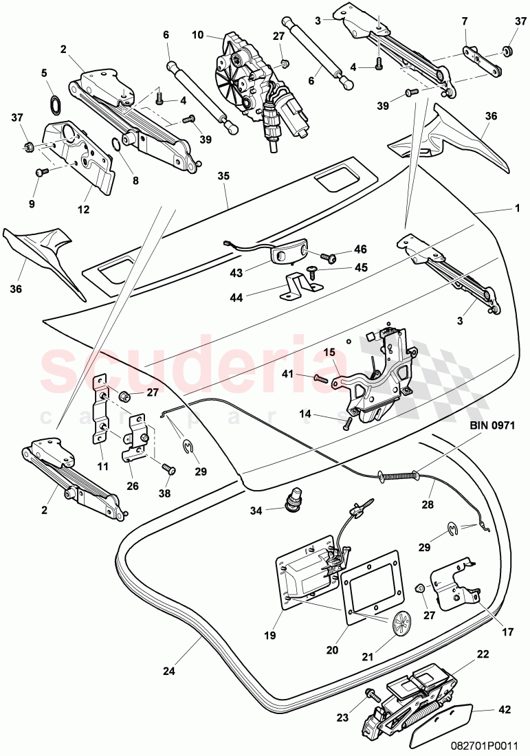 rear trunk lid, F 3W-7-043 639>>, F ZA-A-062 022>> of Bentley Bentley Continental GTC (2006-2010)