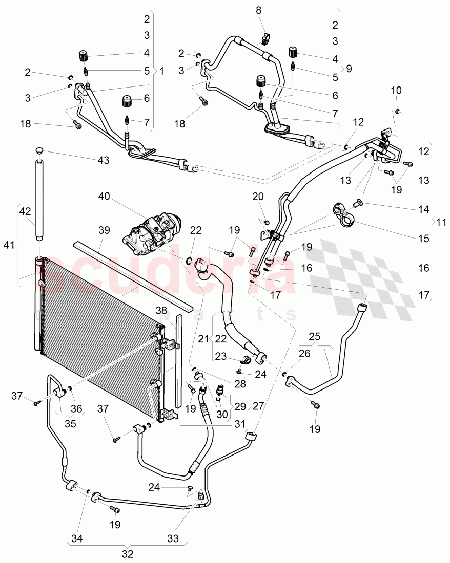 air condtioner condenser, refrigerant circuit, Engine bay, D >> - MJ 2014 of Bentley Bentley Continental GT (2011-2018)