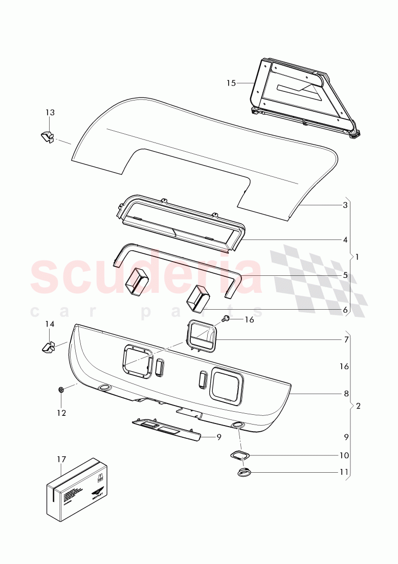 trim panel for hatch gate, boot of Bentley Bentley Mulsanne (2010+)