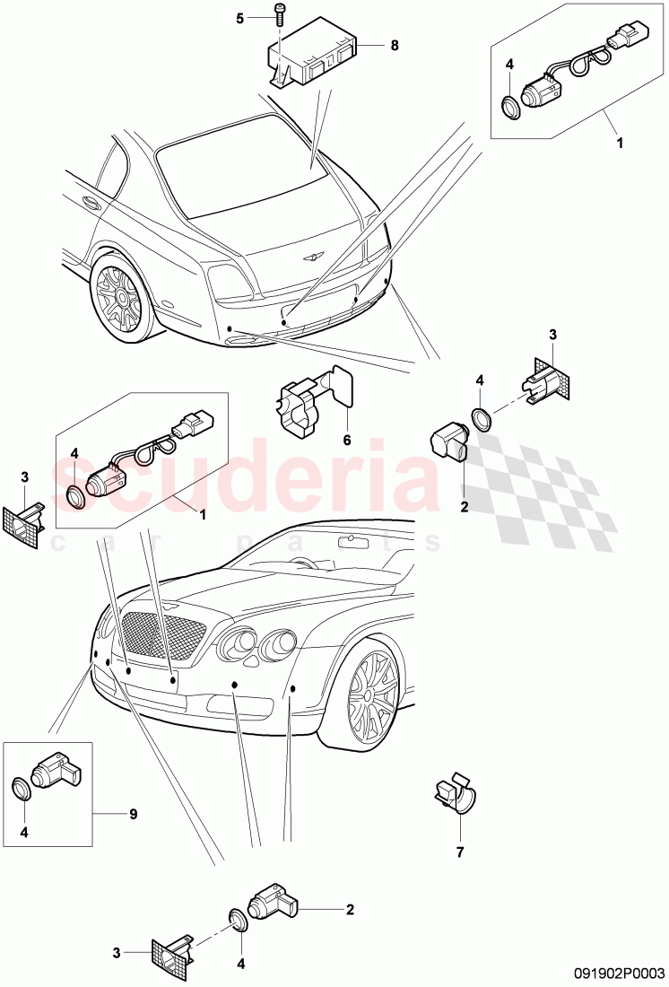 parking assist, F 3W-7-039 961>> 3W-8-059 514 of Bentley Bentley Continental Flying Spur (2006-2012)