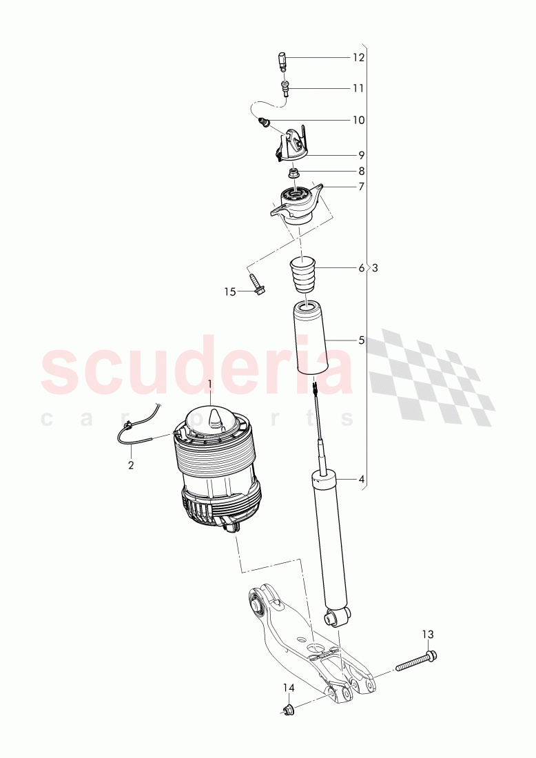 air spring damper, gas-filled shock absorber of Bentley Bentley Bentayga (2015+)