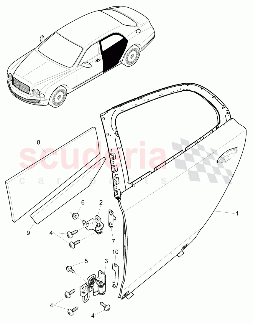 doors, door hinge with mounting parts, door seal of Bentley Bentley Mulsanne (2010+)