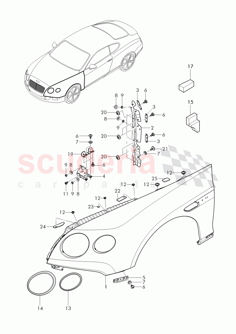 fender, D - MJ 2016>> of Bentley Bentley Continental GT (2011-2018)