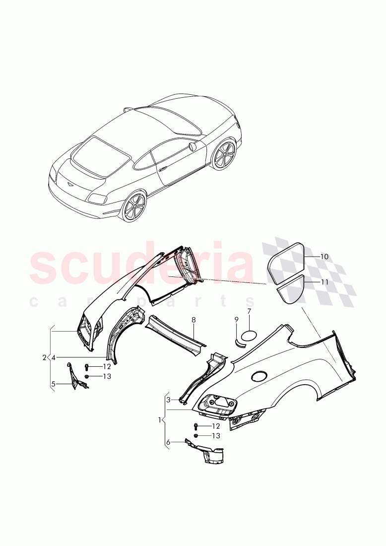 fender of Bentley Bentley Continental GT (2011-2018)