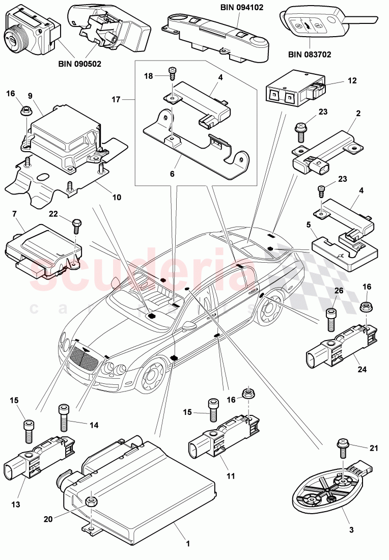 Control systems for comfort, systems and safety, F 3W-5-026 890>> 3W-B-070 435, F ZA-A-062 464>> ZA-B-070 435 of Bentley Bentley Continental Flying Spur (2006-2012)