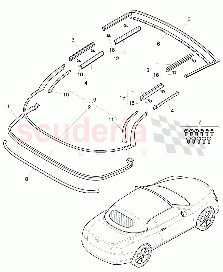 Fixing and Sealing, Convertible Roof of Bentley Bentley Continental GTC (2011+)