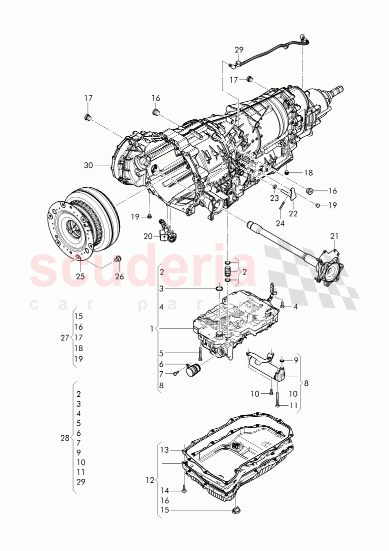 Repair kit for mechatronics, Transmission oil sump, torque converter, for 8-speed automatic gearbox of Bentley Bentley Bentayga (2015+)