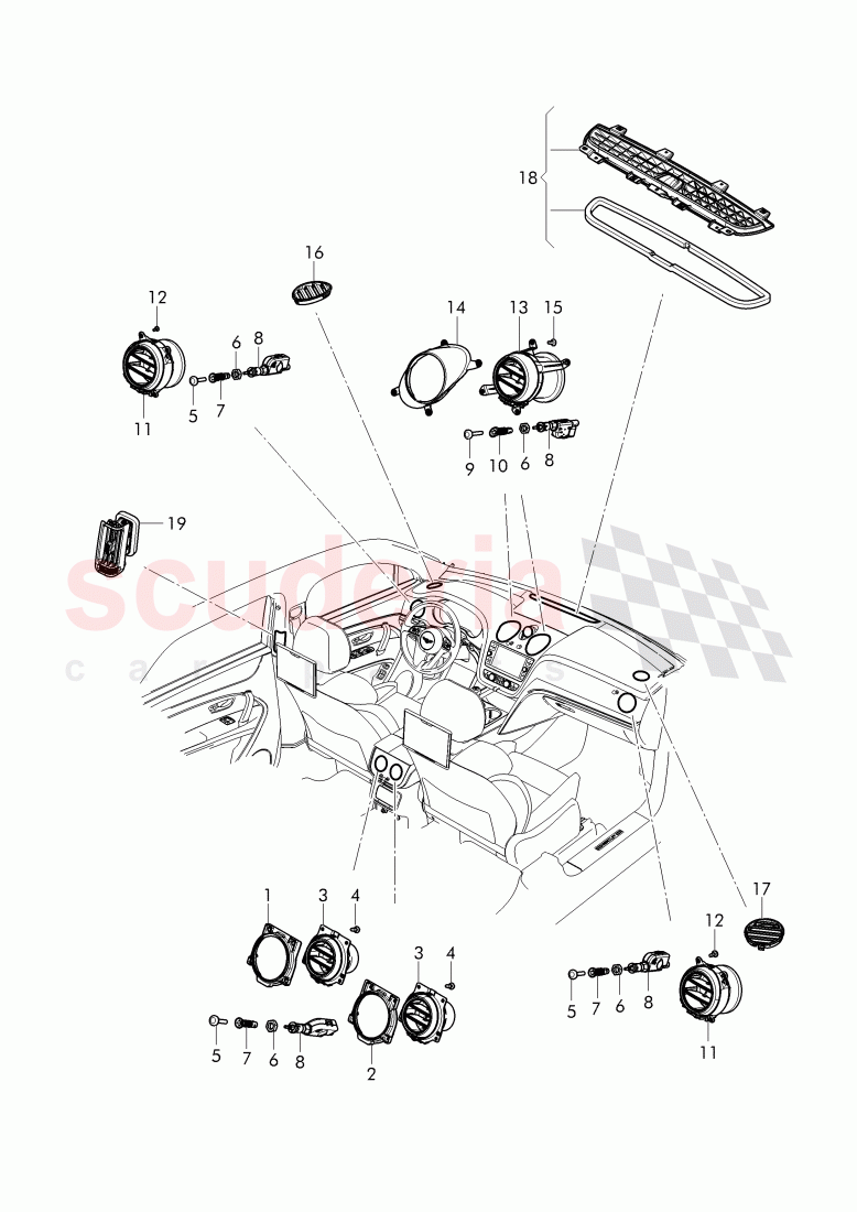 air vent, air regulator of Bentley Bentley Bentayga (2015+)