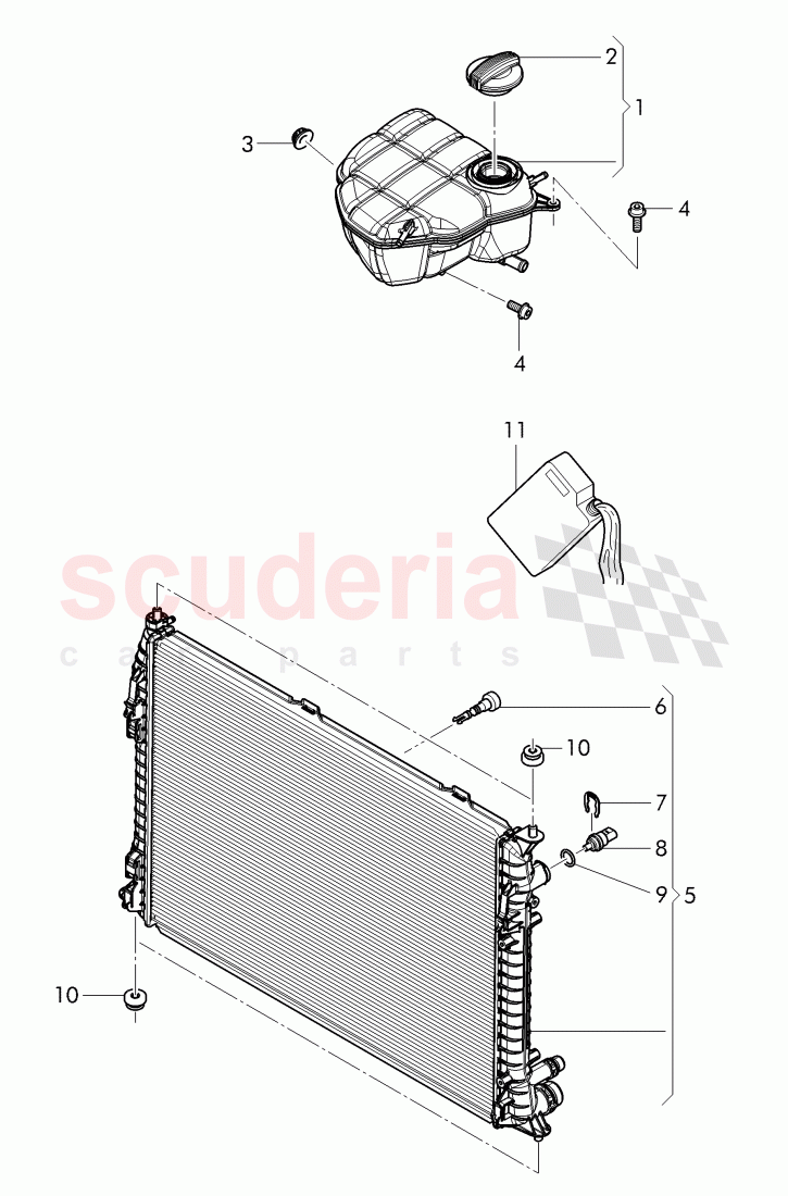 Coolant radiator, reservoir with attachment, parts, D - MJ 2015>> of Bentley Bentley Continental GTC (2011+)