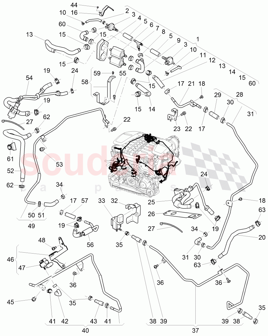 vacuum hoses, solenoid valve, (For turbocharger), D - MJ 2011>> of Bentley Bentley Continental Supersports (2009-2011)