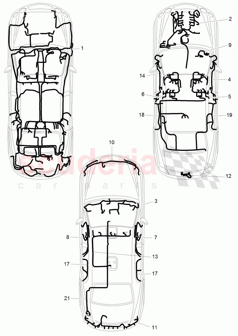 wiring harnesses, F 3W-8-051 367>> 3W-8-052 842 of Bentley Bentley Continental Flying Spur (2006-2012)