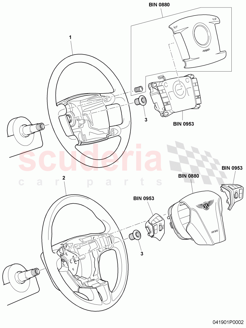 steering wheel, F 3W-8-054 096>>, F ZA-A-062 566>> of Bentley Bentley Continental GT (2003-2010)