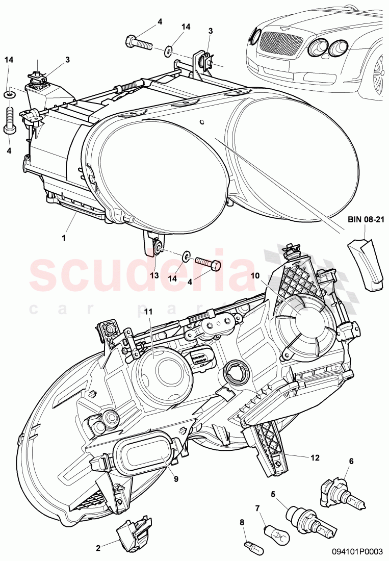 headlamp with gas discharge, bulb of Bentley Bentley Continental Supersports (2009-2011)