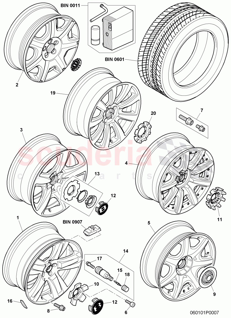 alloy wheel,  F 3W-8-059 450>> 3W-8-059 453, F 3W-8-059 464>> 3W-8-059 467, F 3W-8-059 497>> 3W-8-059 497, F 3W-8-059 430>> 3W-8-059 442, F 3W-8-059 445>> 3W-8-059 447, F 3W-8-059 477>> 3W-8-059 478, F 3W-8-059 486>> 3W-8-059 486, F 3W-8-051 366>> 3W-8-059 427 of Bentley Bentley Continental GTC (2006-2010)