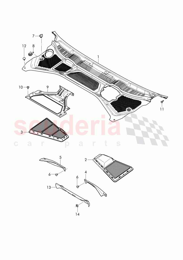 Cover for plenum chamber, dust and pollen filter of Bentley Bentley Continental GTC (2011+)