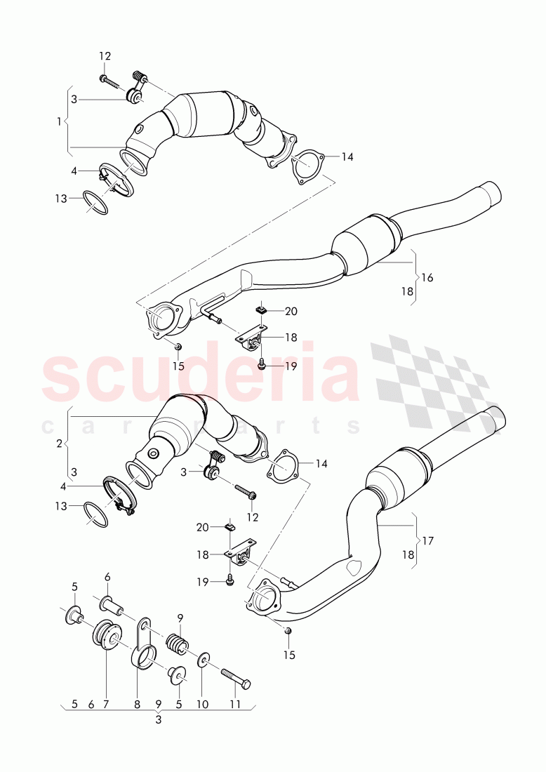 exh. pipe with front catalyst, exhaust pipe with catalyst of Bentley Bentley Bentayga (2015+)