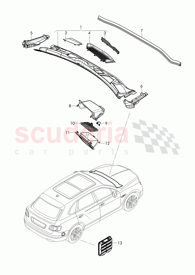 Cover for plenum chamber, air vent of Bentley Bentley Bentayga (2015+)