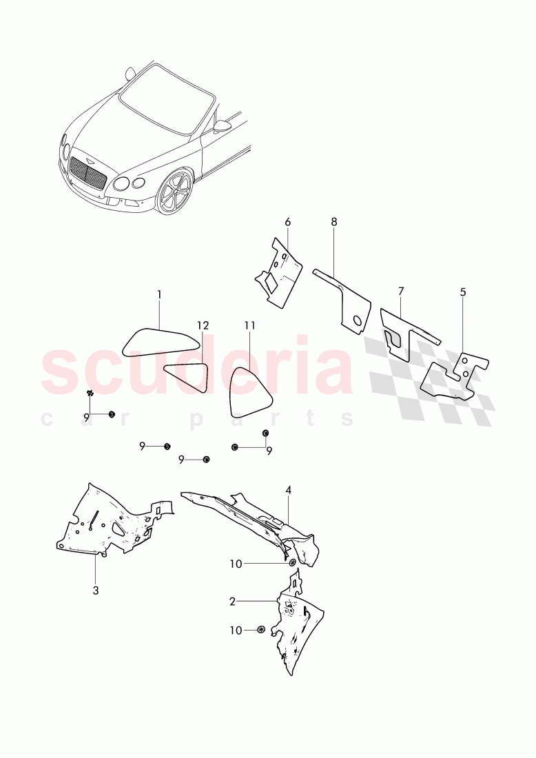 hood silencer of Bentley Bentley Continental GTC (2011+)