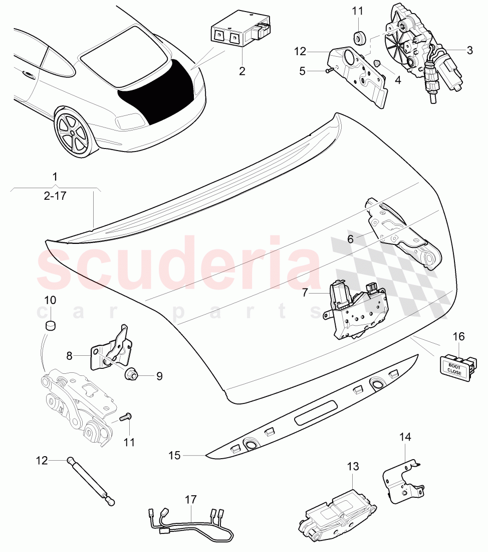 Original Accessories, Mechanism for boot, lid operation, D >> - MJ 2014 of Bentley Bentley Continental GT (2011-2018)